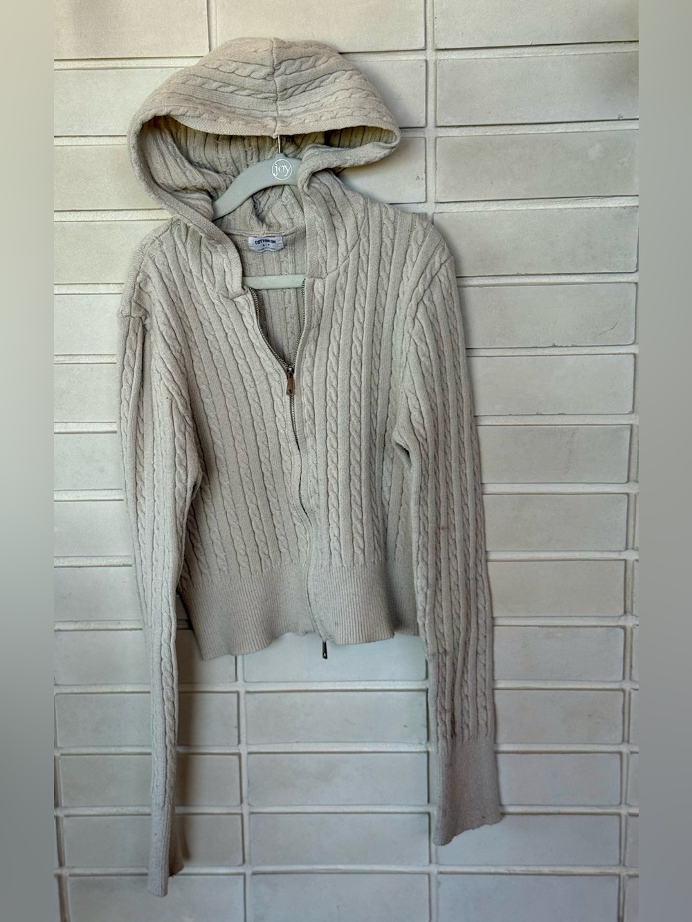 Cotton On Cable Knit Hooded Zip Cardigan * Women's S